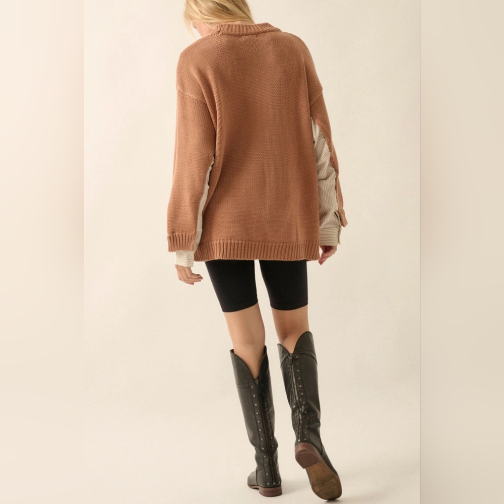 #6284 🩷 🛑M Chic Trendy Smiley Face Contrast Oversize Sweater - Picture 13 of 13